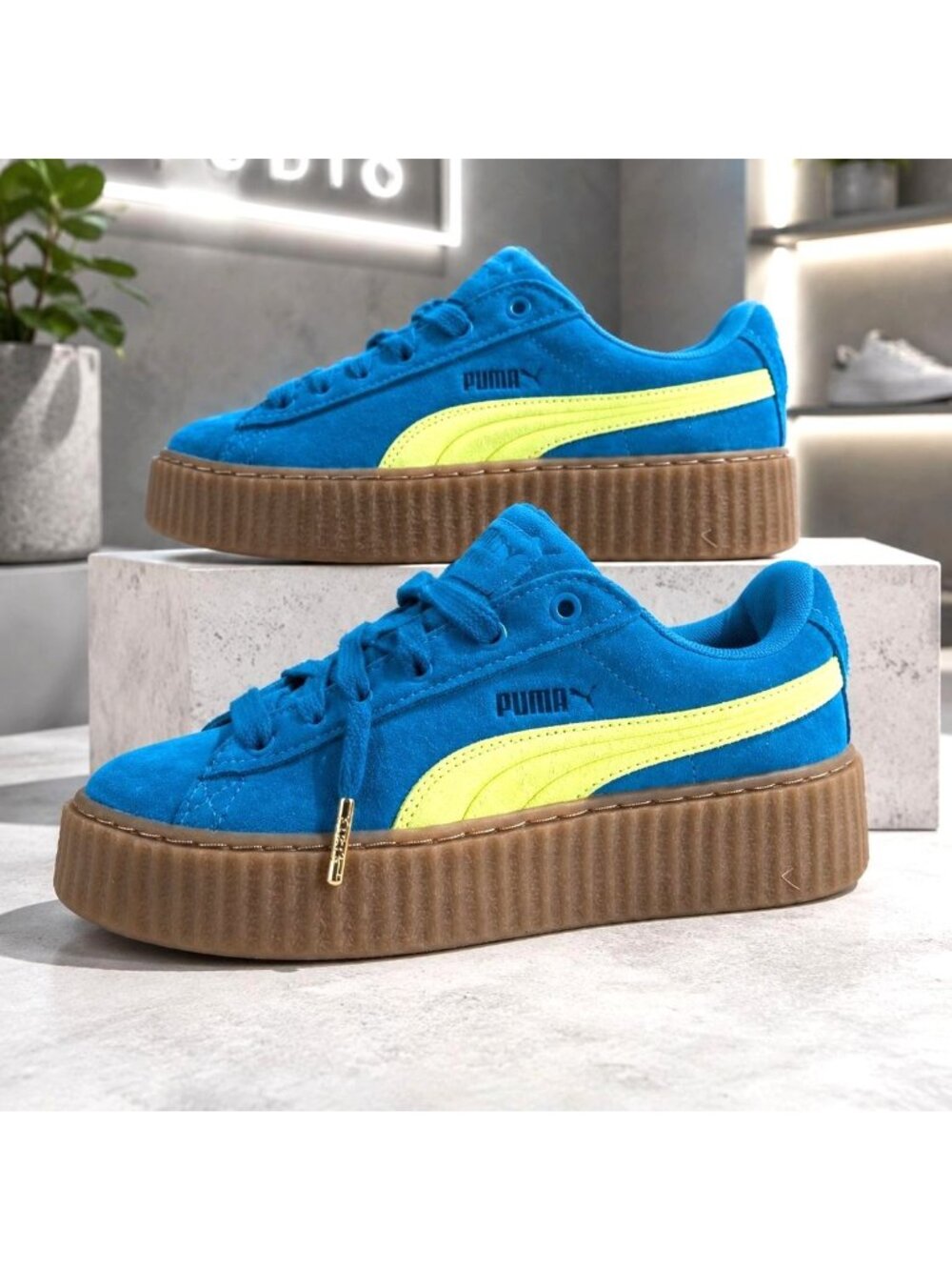 PUMA Fenty Creeper Phatty Womens 6.5 Speed Blue Lime Platform Sneakers Shoes